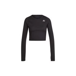 ADIDAS PERFORMANCE Adidas Fast Flower Crop Running Shirt Langarm Damen - Schwarz