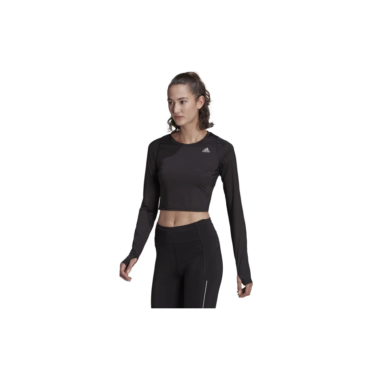 ADIDAS PERFORMANCE Adidas Fast Flower Crop Running Shirt Langarm Damen - Schwarz 4 ADIDAS PERFORMANCE Adidas Fast Flower Crop Running Shirt Langarm Damen - Schwarz – Bild 2